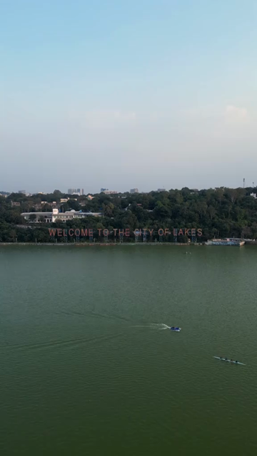 Vertical Aerial View of Raja Bhoj Statue and Upper Lake Bhopal