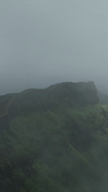 Vertical Aerial View of Rajgad Fort and Lush Sahyadri Mountains Maharashtra