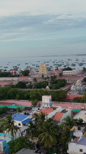 Vertical Aerial View of Ramanathaswamy Temple Rameswaram Tamil Nadu India