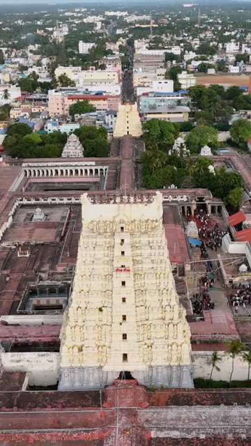 Vertical Aerial View of Ramanathaswamy Temple Rameswaram Tamil Nadu India