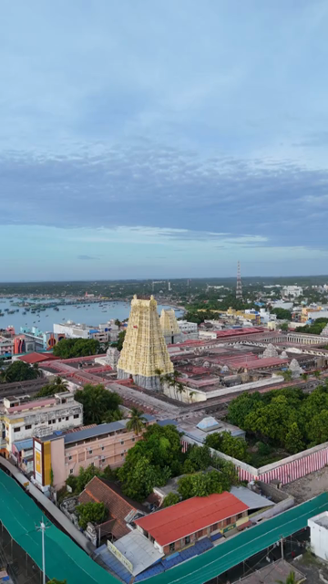 Vertical Aerial View of Ramanathaswamy Temple Rameswaram Tamil Nadu India