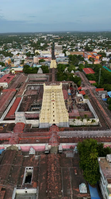 Vertical Aerial View of Ramanathaswamy Temple Rameswaram Tamil Nadu India