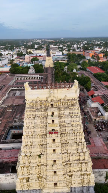 Vertical Aerial View of Ramanathaswamy Temple Rameswaram Tamil Nadu India