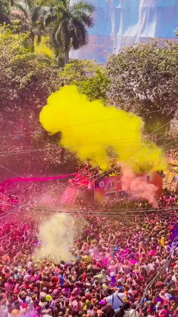 27th March 2026 : Vertical Aerial View of Rang Panchami Festival Celebration Crowd in India