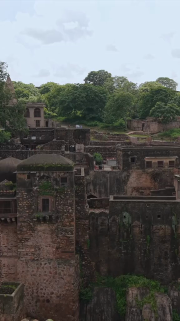 Vertical Aerial View of Ranthambore Fort and Lush Landscape Rajasthan