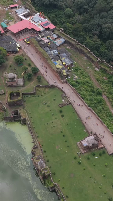Vertical Aerial View of Ranthambore Fort and Lush Landscape Rajasthan