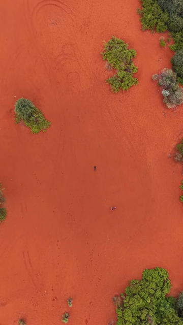 Vertical Aerial View of Red Desert Therikaadu Tamil Nadu India