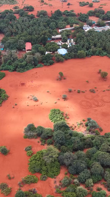 Vertical Aerial View of Red Desert Therikaadu Tamil Nadu India