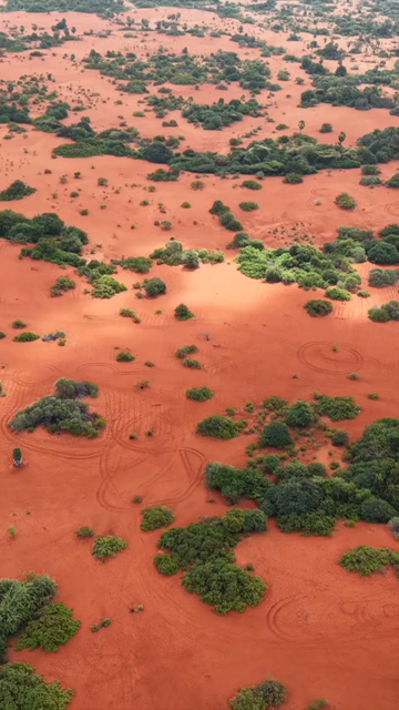 Vertical Aerial View of Red Desert Therikaadu Tamil Nadu India
