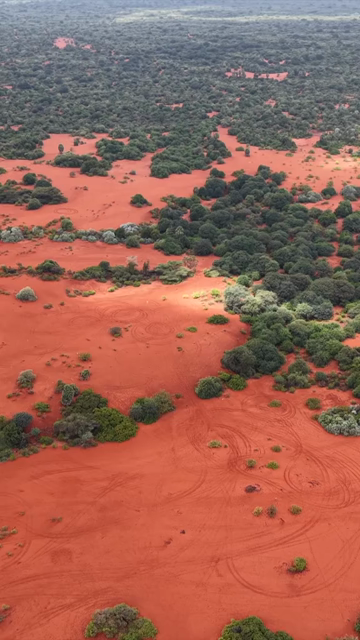 Vertical Aerial View of Red Desert Therikaadu Tamil Nadu India
