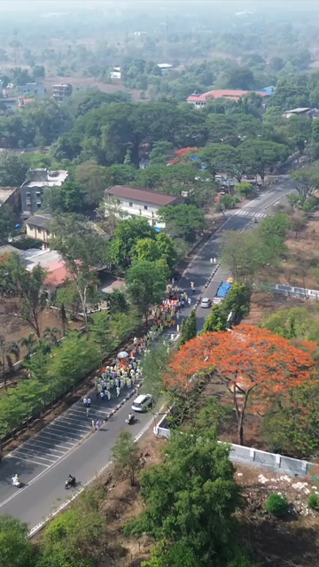 Vertical Aerial View of Religious Procession at Shri Swami Samarth Temple, Khopoli, Maharashtra