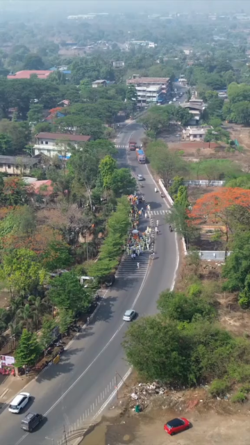 Vertical Aerial View of Religious Procession at Shri Swami Samarth Temple, Khopoli, Maharashtra