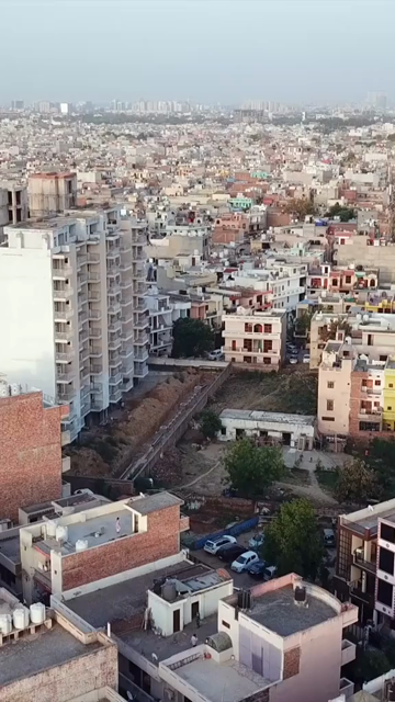 Vertical Aerial View of Residential Area in Gurugram During COVID 19 Lockdown India