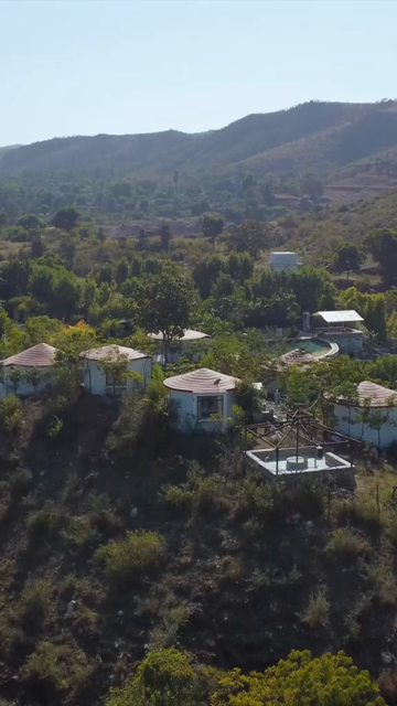 Vertical Aerial View of Resort in Aravalli Hills Udaipur Rajasthan