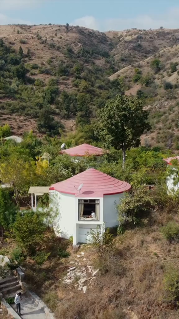Vertical Aerial View of Resort in Aravalli Hills Udaipur Rajasthan