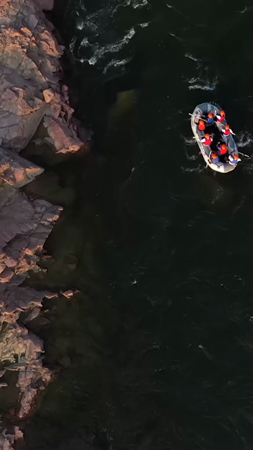 Vertical Aerial View of River Rafting in Betwa River Madhya Pradesh India