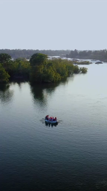 Vertical Aerial View of River Rafting in Betwa River Madhya Pradesh India