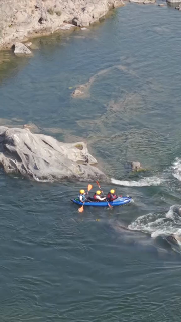Vertical Aerial View of River Rafting on Betwa River Orchha Madhya Pradesh India