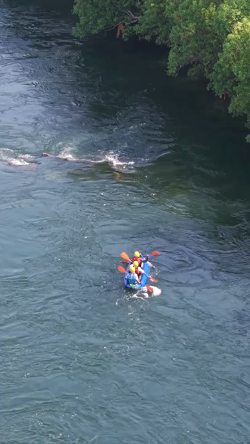 Vertical Aerial View of River Rafting on Betwa River Orchha Madhya Pradesh India