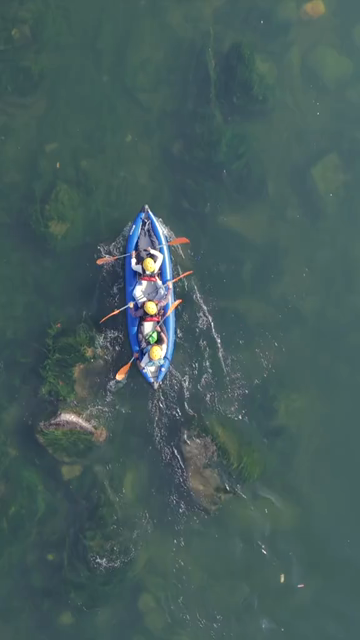 Vertical Aerial View of River Rafting on Betwa River Orchha Madhya Pradesh India