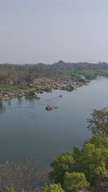 Vertical Aerial View of River Rafting on Betwa River Orchha Madhya Pradesh India