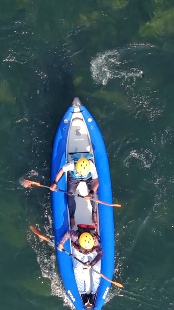Vertical Aerial View of River Rafting on Betwa River Orchha Madhya Pradesh India