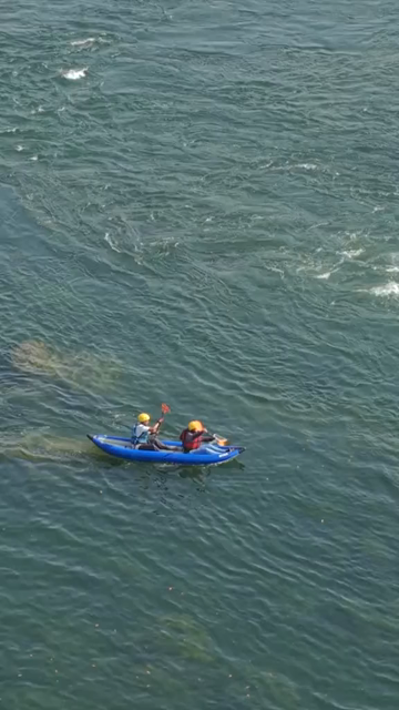 Vertical Aerial View of River Rafting on Betwa River Orchha Madhya Pradesh India
