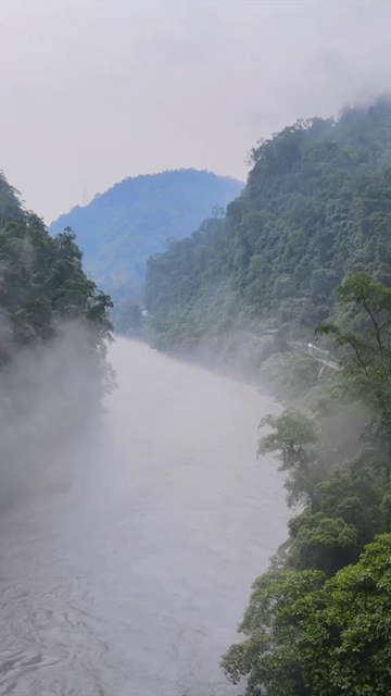 Vertical Aerial View of River Valley in Arunachal Pradesh India