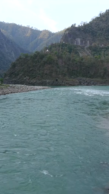 Vertical Aerial View of River Valley in Devprayag Uttarakhand India