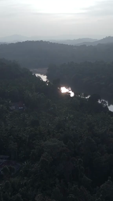 Vertical Aerial View of River and Forested Hills Near Pune Maharashtra