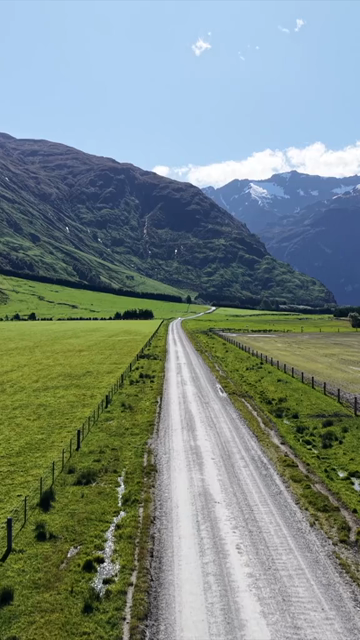 Vertical Aerial View of Road Leading to Rob Roy Glacier in New Zealand