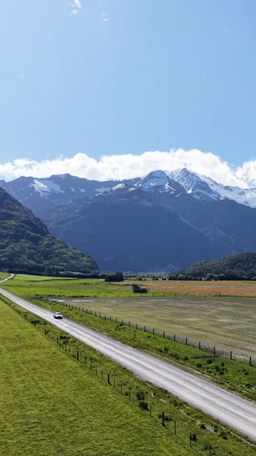 Vertical Aerial View of Road Leading to Rob Roy Glacier in New Zealand