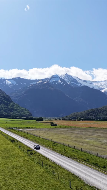 Vertical Aerial View of Road Leading to Rob Roy Glacier in New Zealand