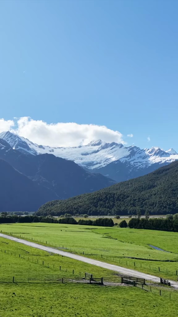 Vertical Aerial View of Road Leading to Rob Roy Glacier in New Zealand