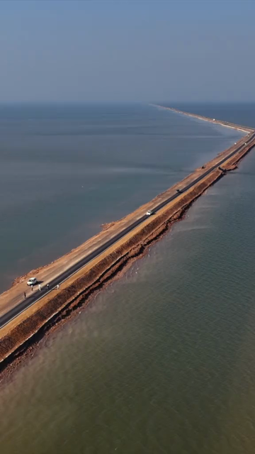 Vertical Aerial View of Road Through Rann of Kutch Gujarat India