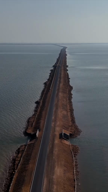 Vertical Aerial View of Road Through Rann of Kutch Gujarat India