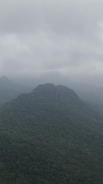Vertical Aerial View of Rocky Hills and Misty Satpura Landscape Pachmarhi Madhya Pradesh