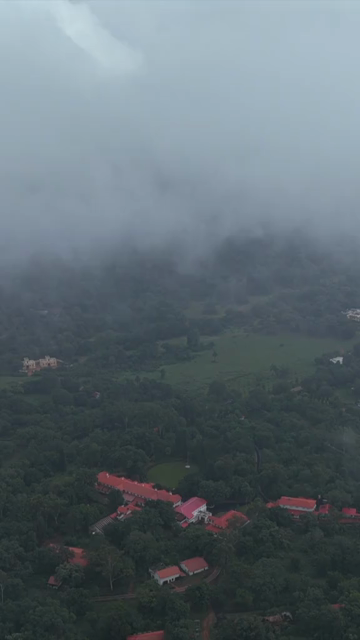 Vertical Aerial View of Rocky Hills and Misty Satpura Landscape Pachmarhi Madhya Pradesh
