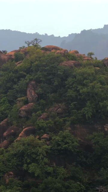 Vertical Aerial View of Rocky Hills and Misty Satpura Landscape Pachmarhi Madhya Pradesh