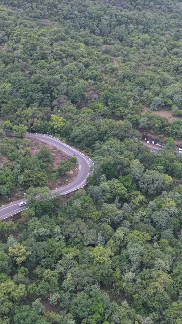 Vertical Aerial View of Rocky Hills and Misty Satpura Landscape Pachmarhi Madhya Pradesh