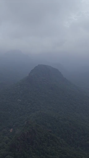 Vertical Aerial View of Rocky Hills and Misty Satpura Landscape Pachmarhi Madhya Pradesh