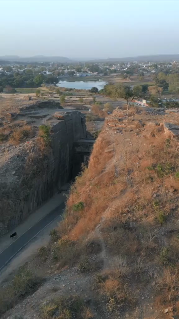 Vertical Aerial View of Rocky Landscape and in Chanderi Madhya Pradesh