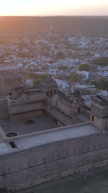 Vertical Aerial View of Rocky Landscape and in Chanderi Madhya Pradesh