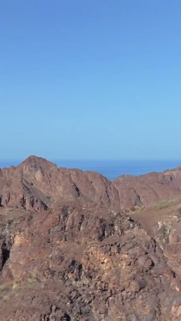 Vertical Aerial View of Rugged Mountains and Gulf of Oman Coastline Muscat Oman