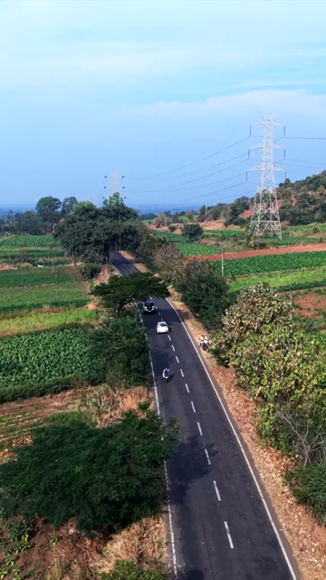 Vertical Aerial View of Rural Highway Through Maharashtra, India