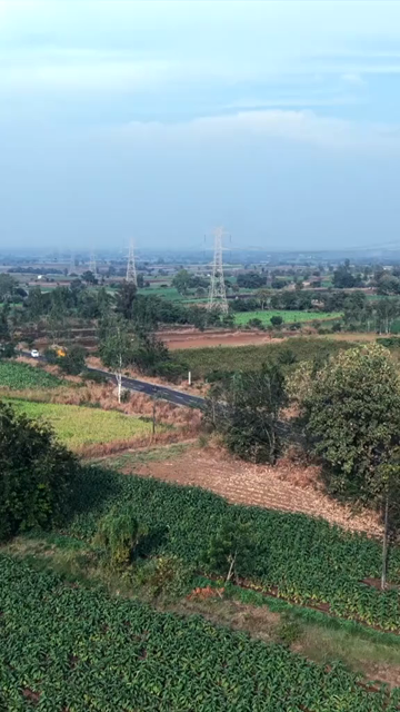 Vertical Aerial View of Rural Highway Through Maharashtra, India