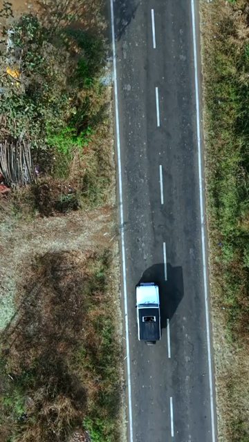 Vertical Aerial View of Rural Highway Through Maharashtra, India