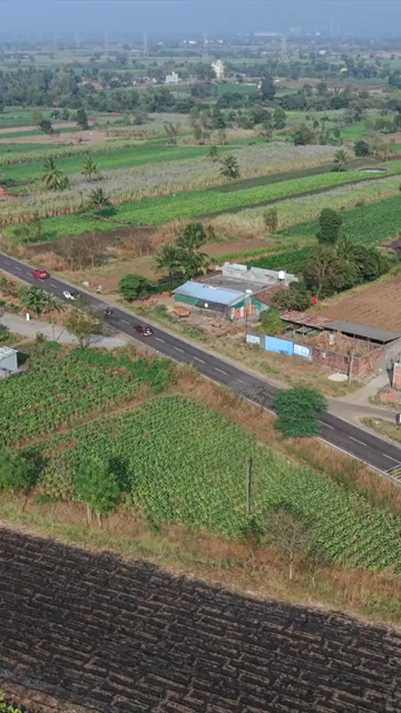 Vertical Aerial View of Rural Highway Through Maharashtra, India