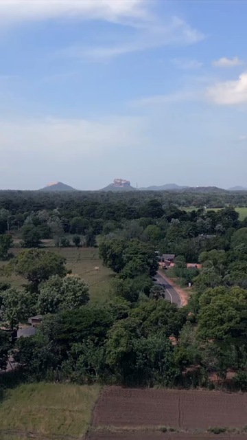 Vertical Aerial View of Rural Hiriwadunna with Sigiriya Sri Lanka