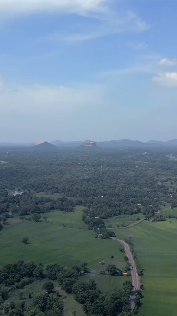 Vertical Aerial View of Rural Hiriwadunna with Sigiriya Sri Lanka